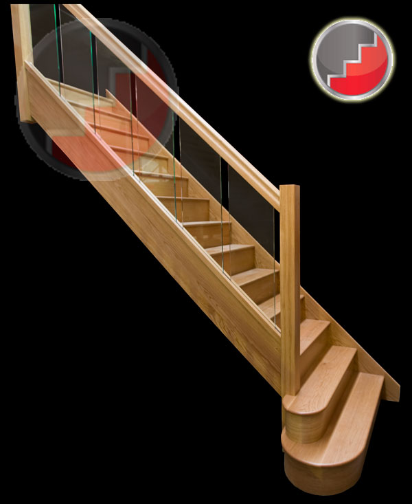 Oak staircases with Glass Balustrade
